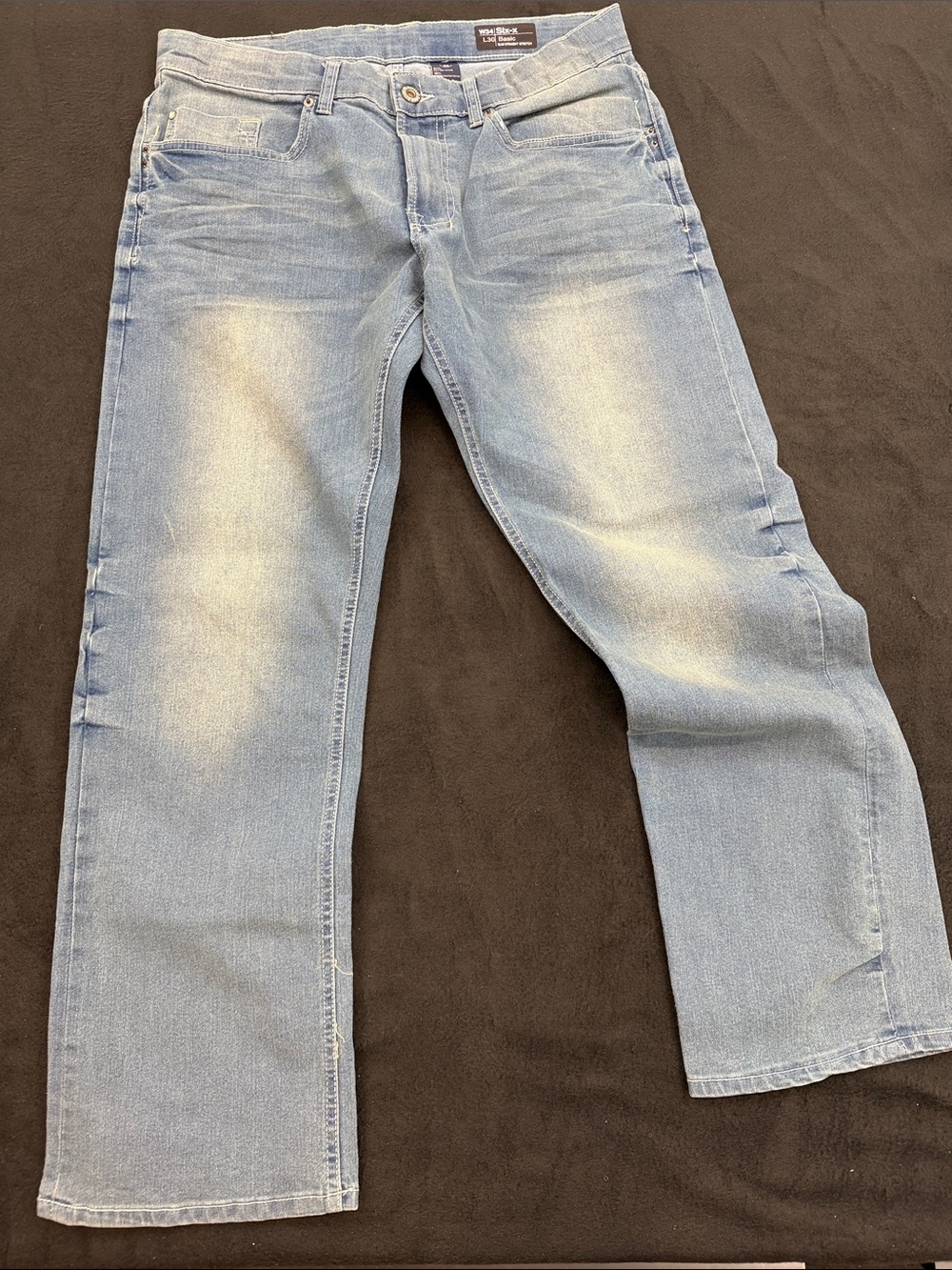 Men's Buffalo Light Blue Faded Jeans - Six-X Basic Slim Straight Stretch